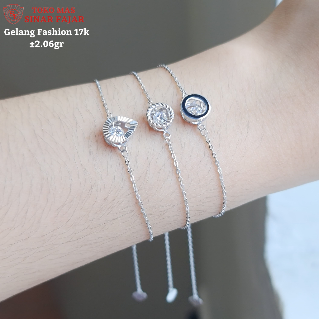 Gelang serut dancing stone tetes air/ gelang dancing stone bulat kadar 17k/750% berat 2.06 gr