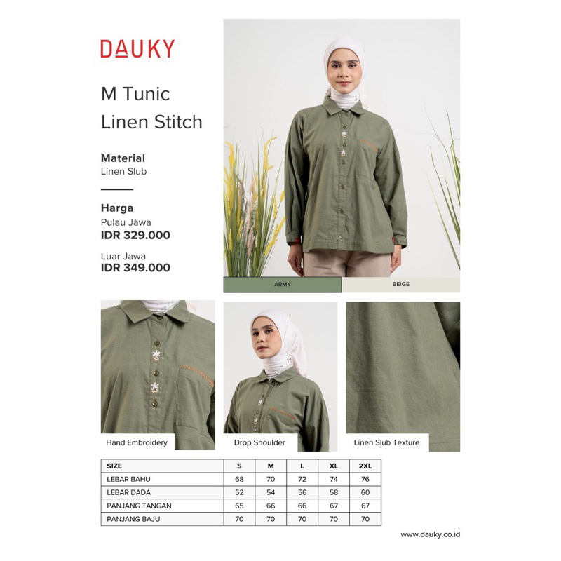 M tunic linen stitch dauky tunik dauky