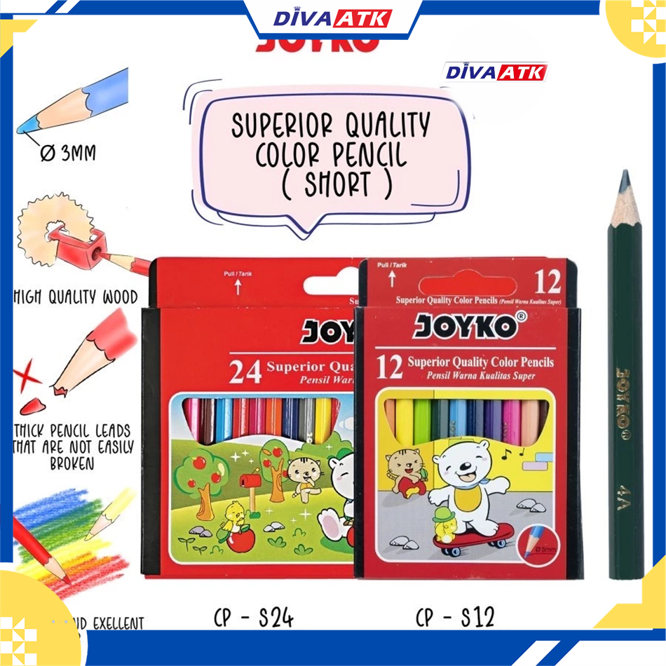 

PENSIL WARNA JOYKO 12 W CPS12 PENDEK