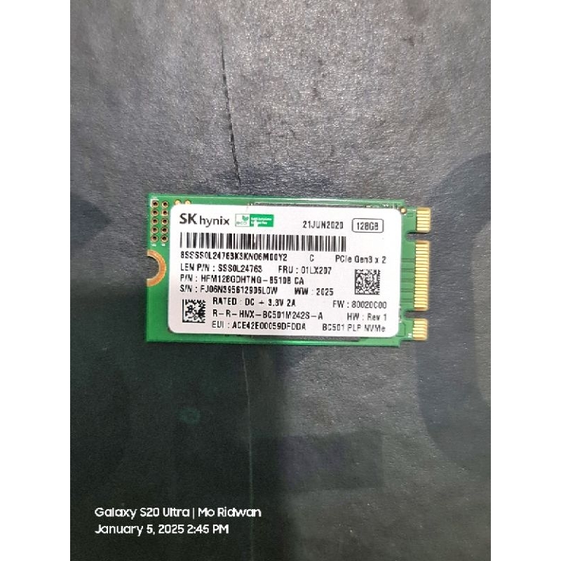 SSD NVME SK Hynix 128GB 2242 Gen 3x2 socket b+m key( SSD untuk wwan slot )