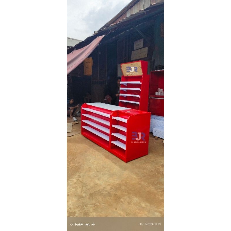 MEJA KASIR DISPLAY TOKO MINIMARKET ATAU SUPERMARKET MODEL L/LURUS FULL SELVING