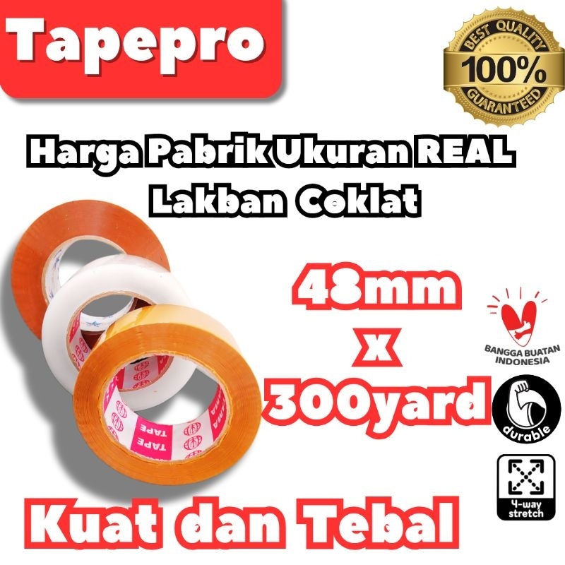 

Tapepro Harga Pabrik Ukuran REAL Lakban Coklat 48mm x 300yard