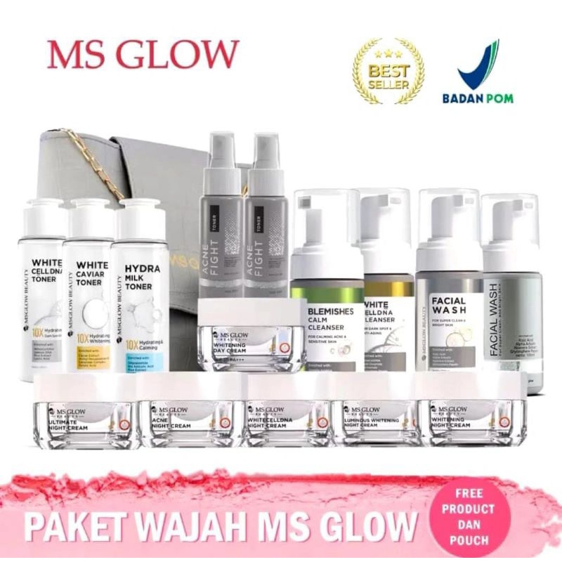 Ms glow PAKET WAJAH WHITENING/ACNE/LUMINOUS/ULTIMATE dan ECER