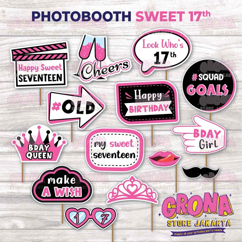 ACC Photobooth Sweet seventeen / Aksesoris Foto 17 tahun / Photo Props Sweet Seventeen