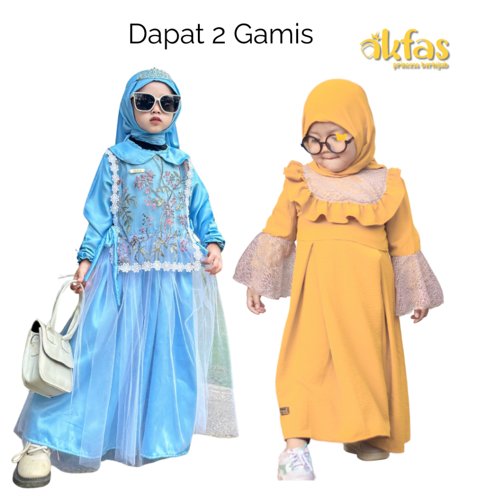 AKFAS- DAPAT 2 Baju anak brokat Baju anak mewah Gamis anak mewah Baju Lebaran Brokat kode
