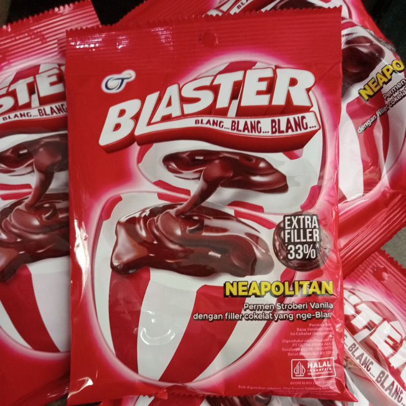 

Permen BLASTER Neapolitan Rasa Stroberi Vanila Coklat Isi 51 butir