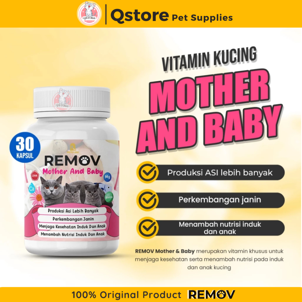 Remov Vitamin Kucing Mother And Baby 30Kapsul Vitamin Kucing Hamil Dan Menyusui