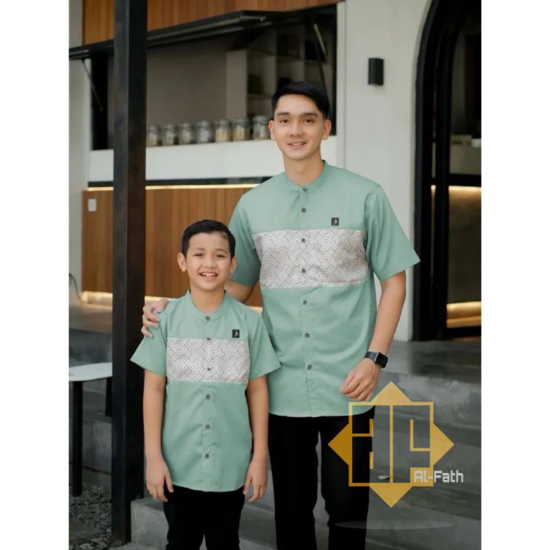 Baju Koko Couple Ayah Dan Anak Lengan Pendek Kurta Kombinasi