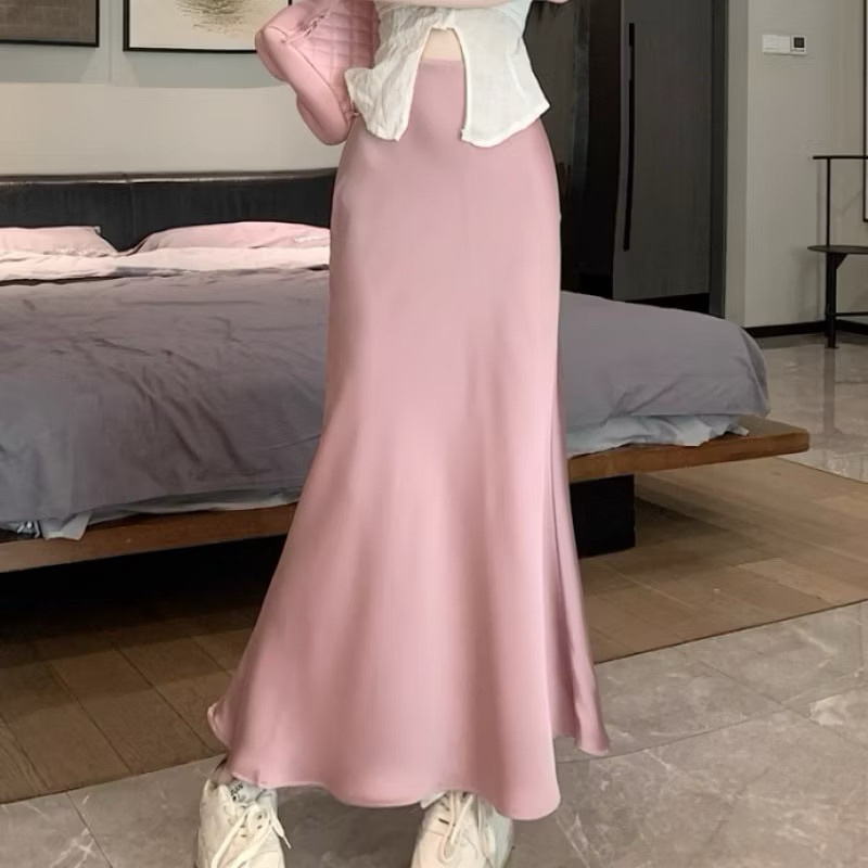 LONG SKIRT SATIN - ROK SATIN LARISSA CHOU PREMIUM - ROK PANJANG BAHAN SATIN SILK - ROK SATIN PANJANG