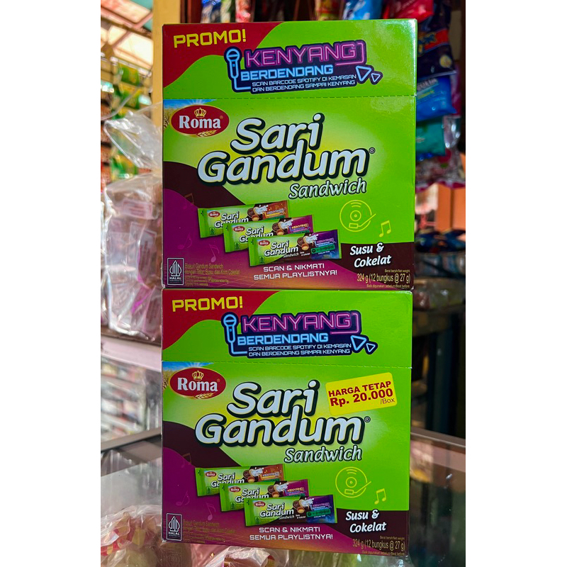 

Roma Biskuit Sari Gandum Cokelat 1 Box isi 12 Bungkus @27 G