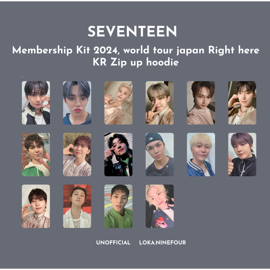 [MINIMAL BELI 10 PCS] SEVENTEEN UNOFF - Membership Kit 2024, world tour japan Right here KR Zip up h