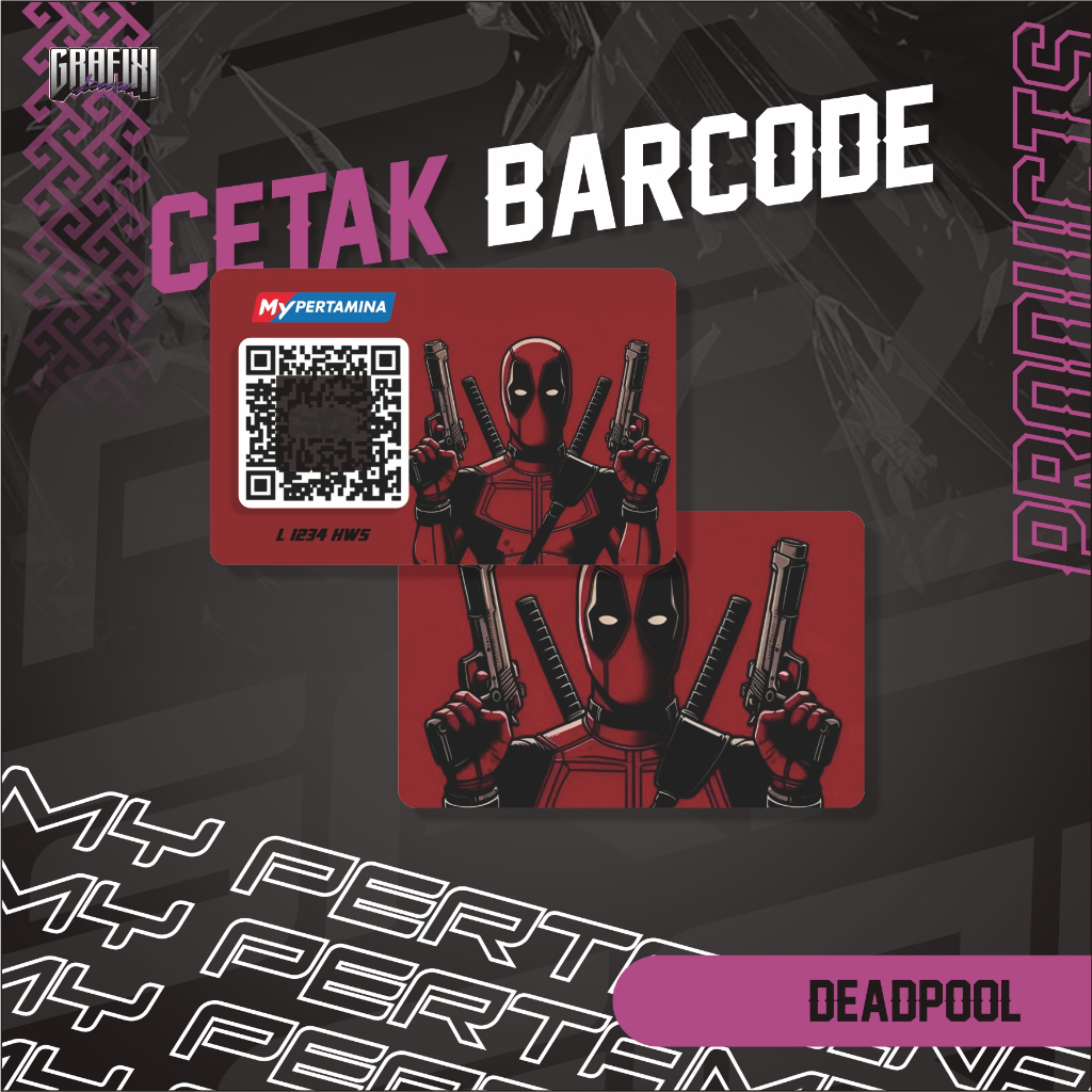 

CETAK BARCODE MY PERTAMINA KARTU PVC TEMA DEADPOOL CUSTOM 2 SISI