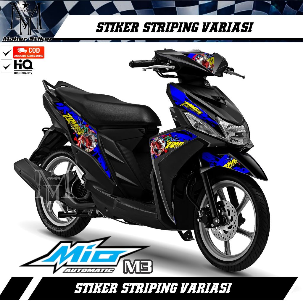 Striping Mio M3 125  Variasi Doraemon Zombie