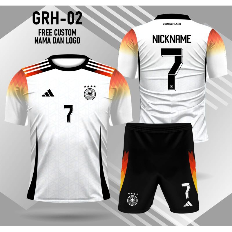 Jersey Setelan bola Germany euro 2024 / kaos bola Germany free tambah nama dan nomor