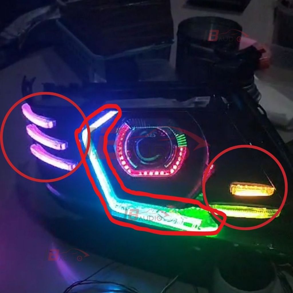 Slim L Frame Cakar Lazy Hexagonal Lampu Headlamp LED Depan RGB Mobil Isuzu Panther Kapsul New LS LV 