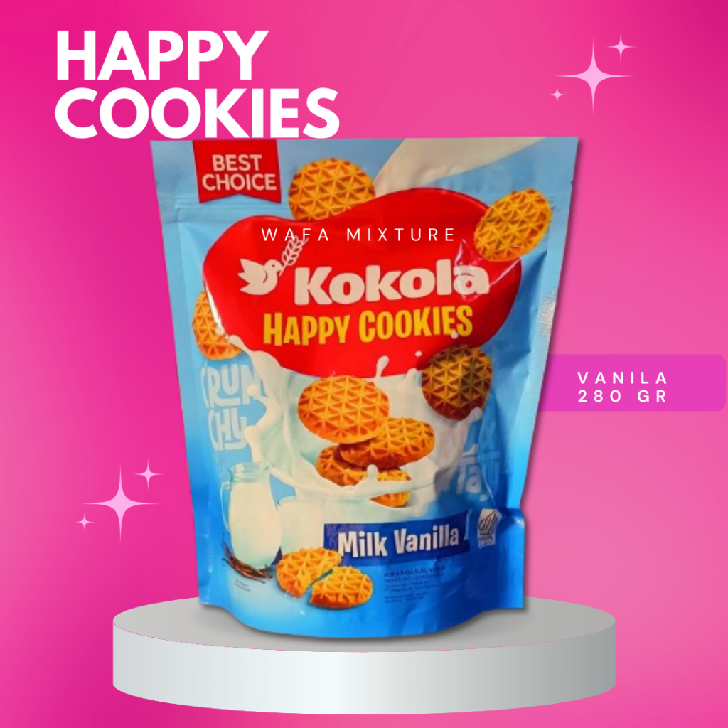 

KOKOLA HAPPY COOKIES RASA VANILA - KEMASAN JUMBO 280g / KUE LEBARAN / MUDIK ASYIK / KUKIS