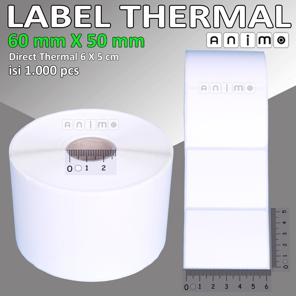 

LABEL THERMAL 60 X 50 MM isi 1.000 PCS - BARCODE Thermal 60X50 mm - Direct Thermal 60 X 50 mm - Stiker Thermal 6 x 5 cm isi 1.000 PCS