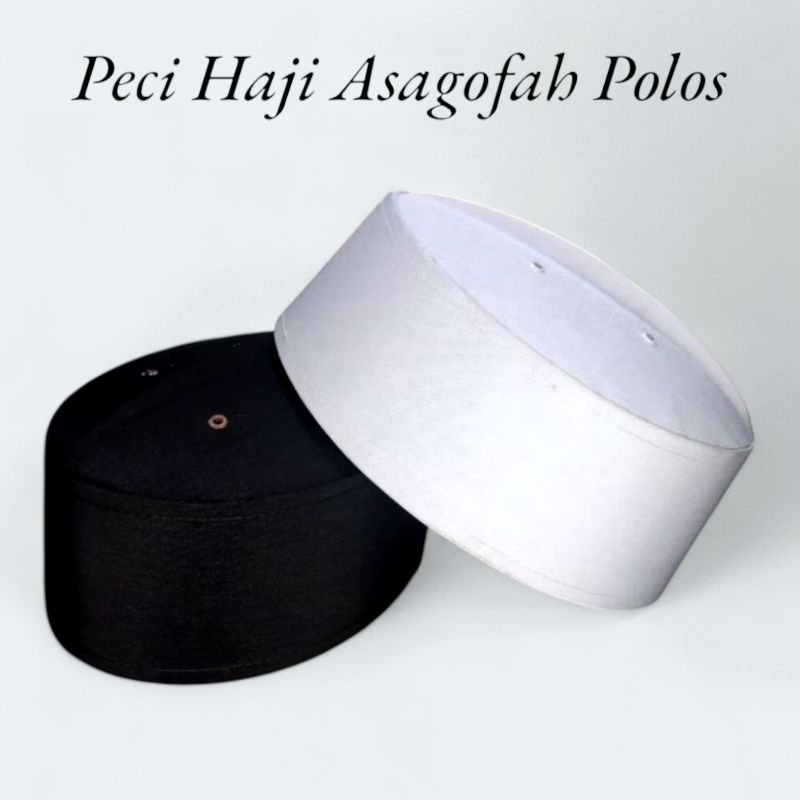Peci Kopiah Asagofah Polos / Songkok Asagofah / Peci Haji Asagofah / Kopiah Haji Putih Hitam