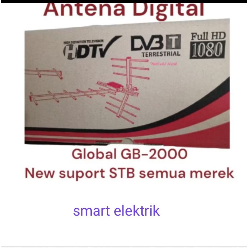 Antena TV Digital GB 2000 + Kabel Antena Luar OutDoor Digital Antena