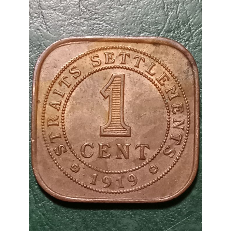 Koin straits settlements Jadul kuno 1 Cent Tahun 1919