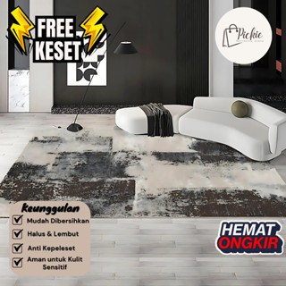 Karpet Lantai Polyester Lembut Motif Elegan 200x300 Ruang Tamu Kamar Anak Keluarga Anti Slip- Pickie