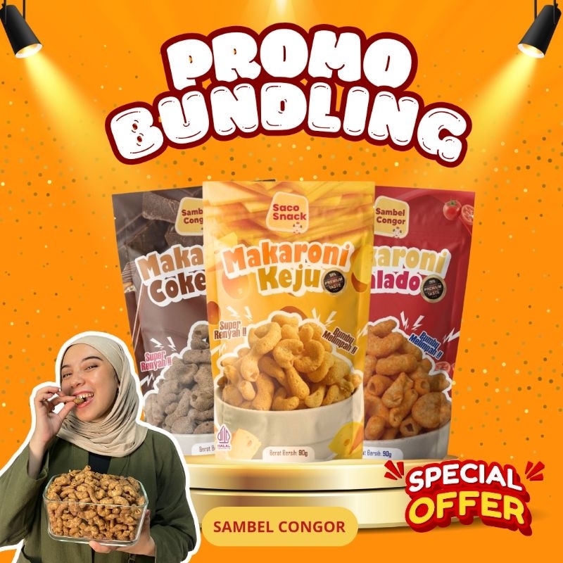 

PROMO makaroni isi 3pcs rasa coklat, keju dan balado (jajanan viral, camilan enak)