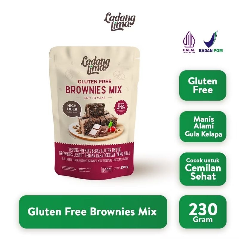 

Brownies mix 230gr Ladang Lima - Tepung Brownies Instan Gluten Free New Formula