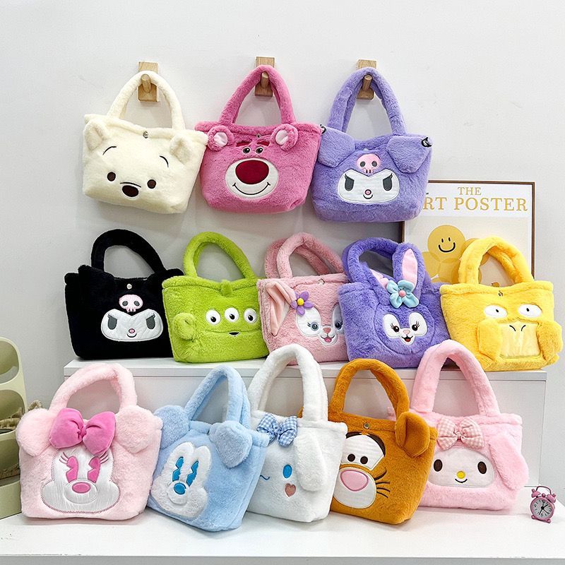Tas Anak Perempuan Bahan Bulu Motif Karakter Kartun Lucu Anak Perempuan Tas Bulu bahu
