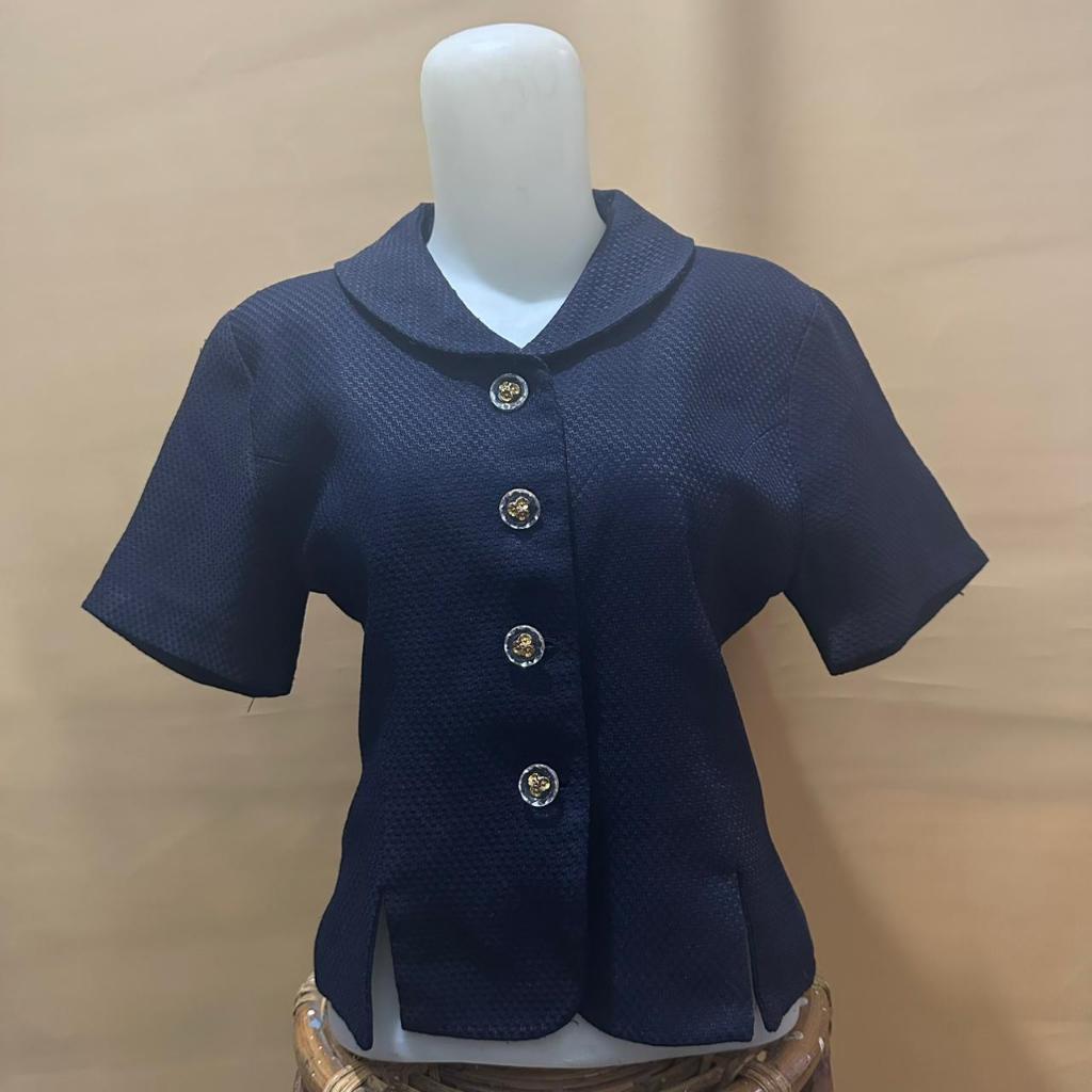 Kemeja Navy Gold Button Fashion 2026