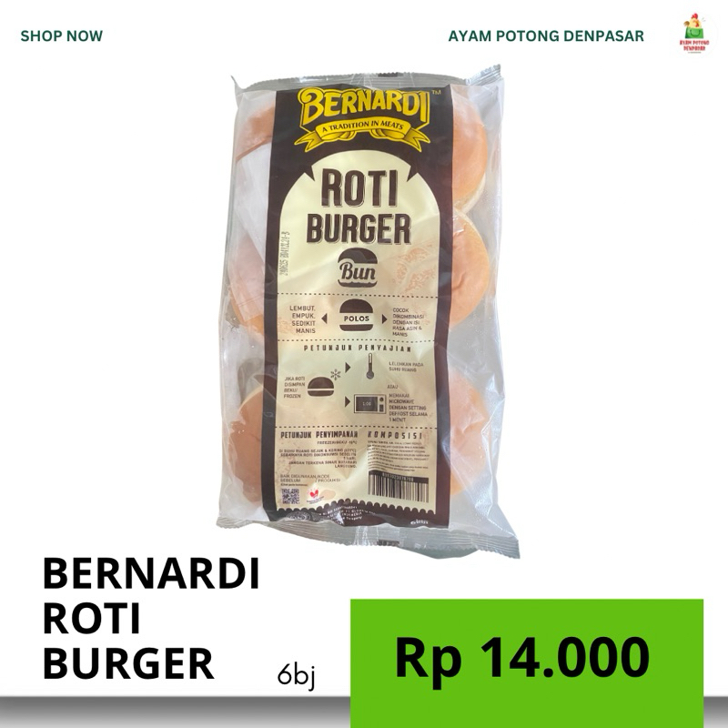 

ayampotongdenpasar BERNARDI ROTI BURGER 6s // ROTI HOTDOG 6s APDmart