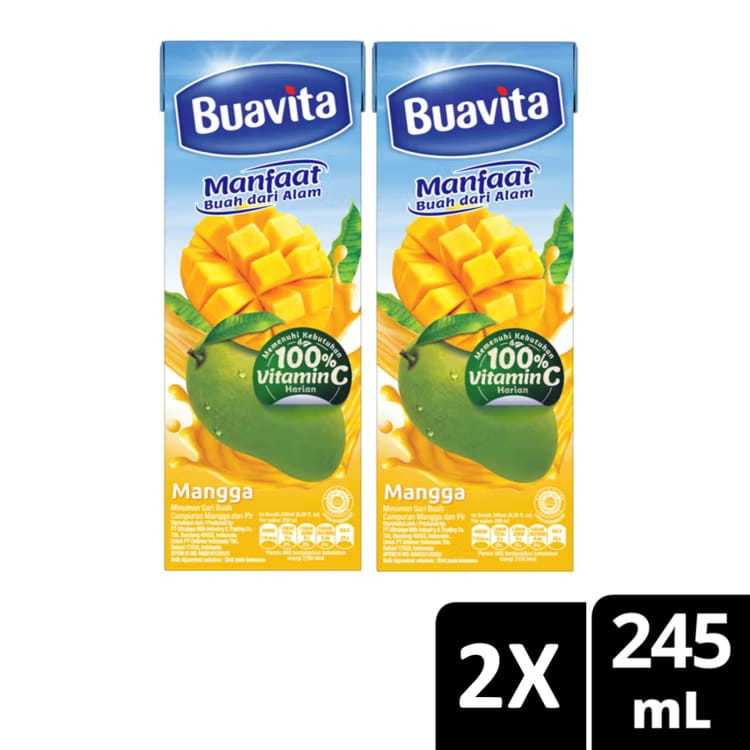 

[ Paket Isi 2 ] Buavita Jus Buah Asli Rasa Mangga 245ml