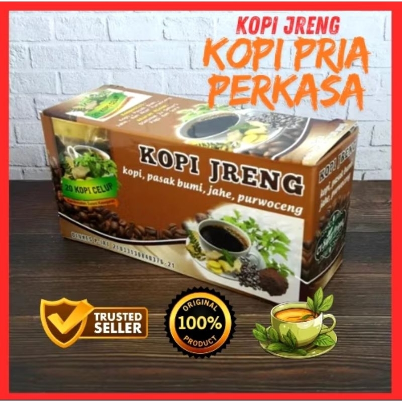 

kopi jreng penambah stamina pria kuat tahan lama, anti loyo isi 20 kopi bubuk celup, produk original