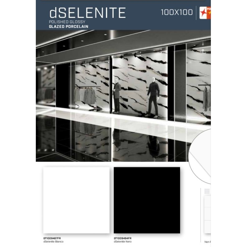 dSelenite Nero Roman Granit 100x100 gloss