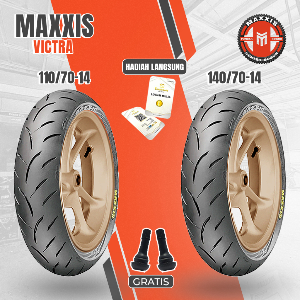 Paket MAXXIS VICTRA 110/80-14 dan 140/70-14 Tubeless Ban Motor AEROX Ring 14 Tubles