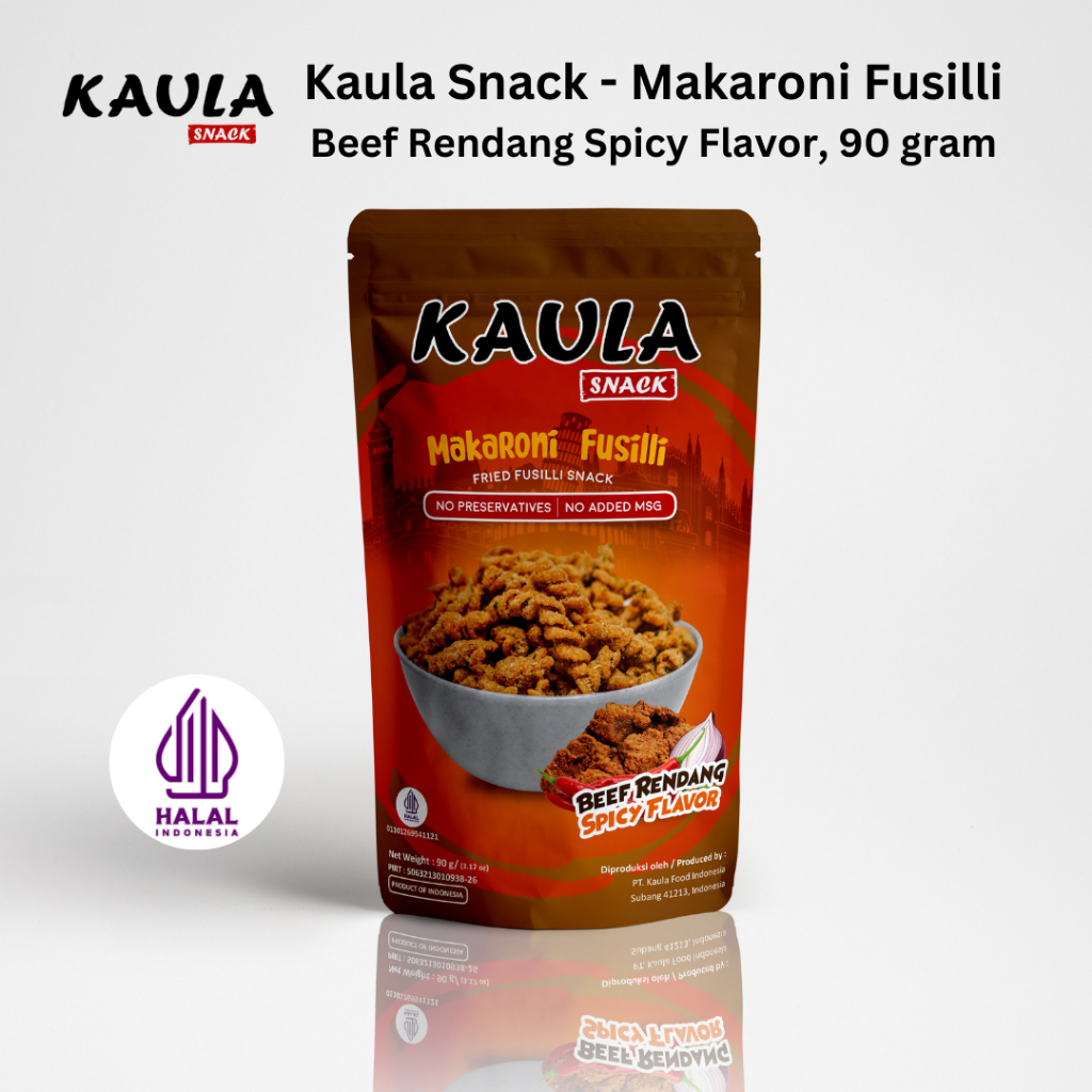 

Kaula Snack Makaroni Fusilli Beef Rendang Spicy, 90 gram