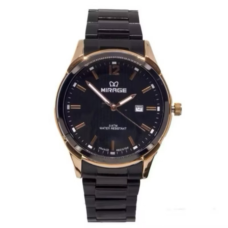 Jam Tangan Pria Mirage 7570 Hitam Rosegold Original