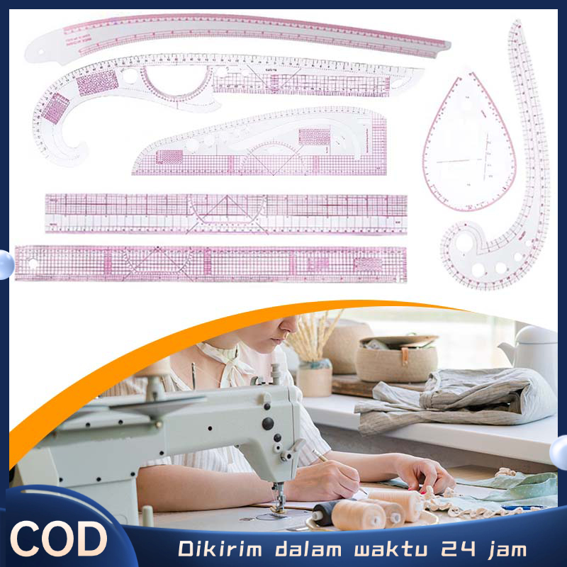 7 Pcs Penggaris Pola Jahit Set Penggaris Jahit Pola Penggaris Baju Penggaris Gambar Menjahit Pakaian