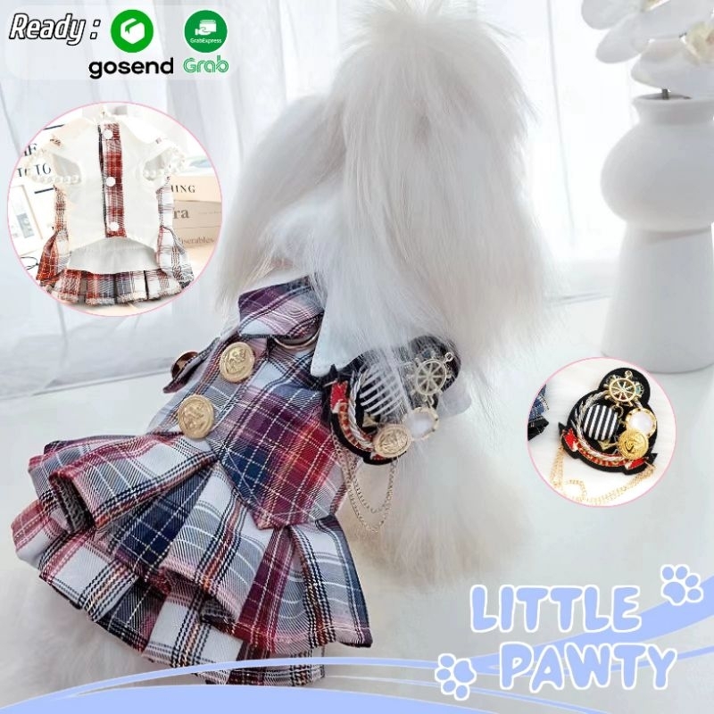Seaningrum Littlepawty - Plaid School Uniform Dress Baju Anjing Kucing Japanese Korean Kemeja