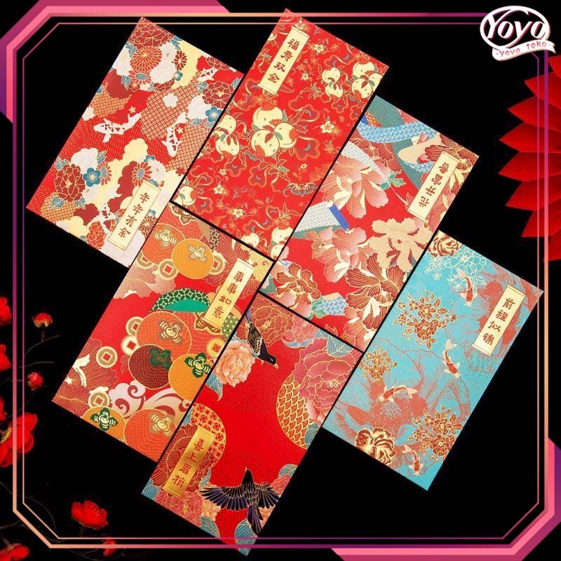 

6pcs Angpao Imlek Gliter Mewah Chinese Red Envelope Lunar Hongbao Imlek Ular 2025 Amplop Imlek