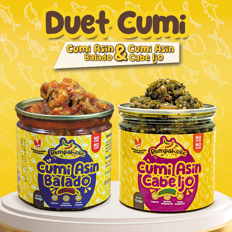 

Rempaholic - Paket Duet Sambal Cumi Asin Balado + Cumi Asin Cabe Ijo Rempaholic - 170 gr