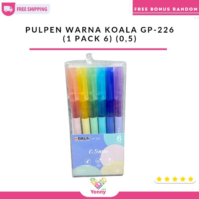 

Ballpoint Gel Tinta Warna Koala GP-226 1 Set 6 Warna Macaron (0,5)