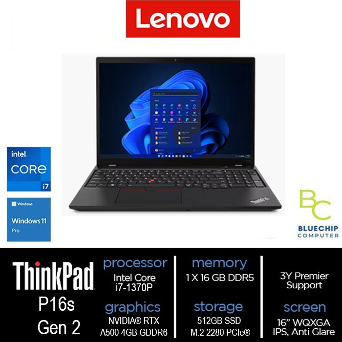 ThinkPad P16s Gen 2 i7-1370P 16GB 512GB RTX A500 4GB WIN11PRO