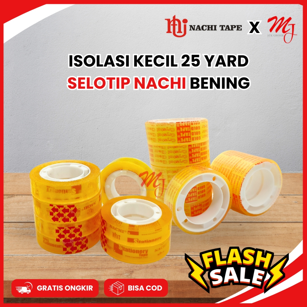 

Isolasi / Selotip Bening Transparan Nachi Kecil 12mm x 25 Yard (isi 12 Pcs)