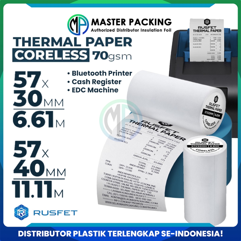 

Kertas Termal Label Thermal Paper Printer Struk Kasir Barcode Coreless