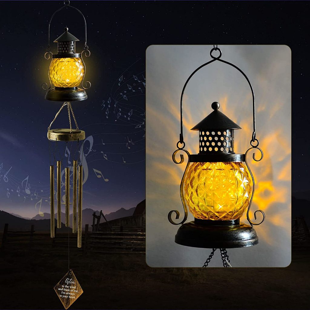 Lonceng Angin Luar Ruangan Tenaga Surya Lampu Lonceng Rumput Teras IP65 Rumput Rumput Hari Ibu Hadia