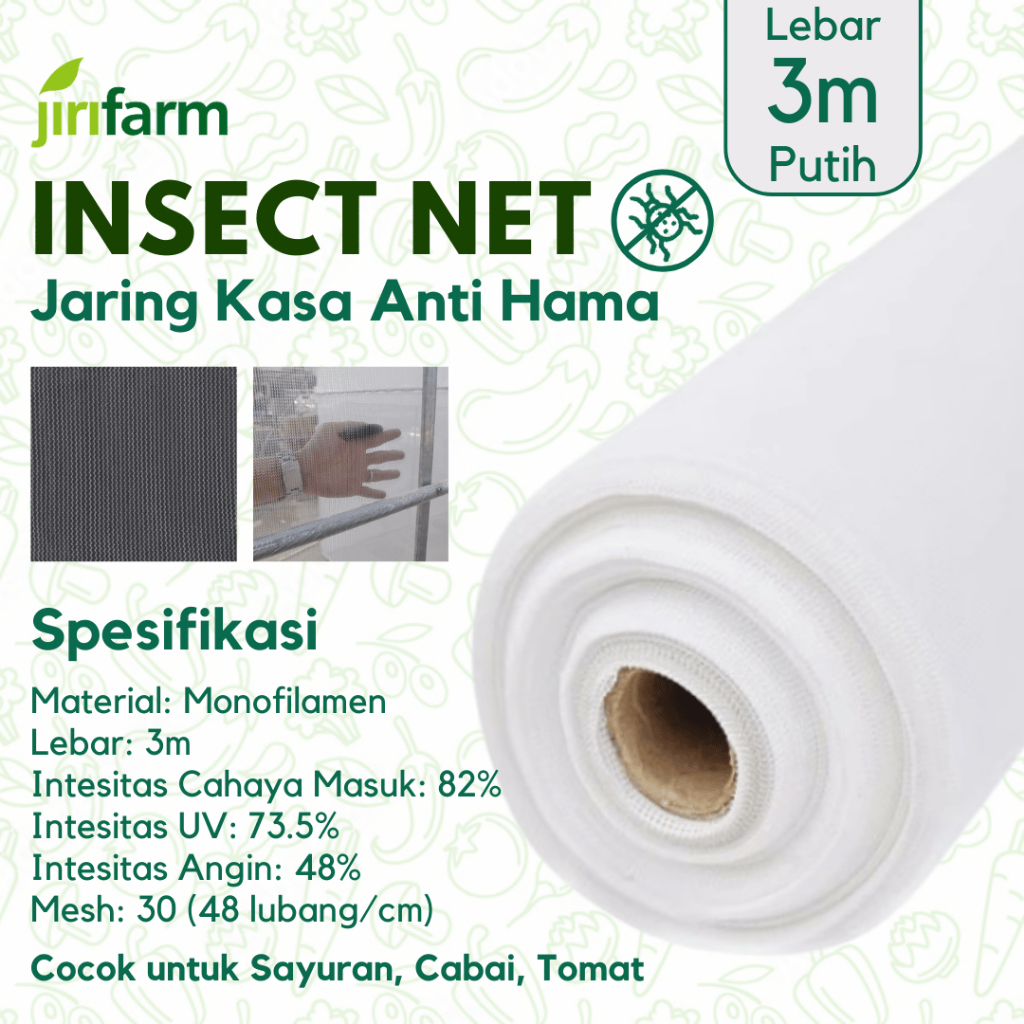 JIRIFARM - Screen Net Insect Net Untuk Green house hidroponik Agro M3-82 Lebar 3 meter