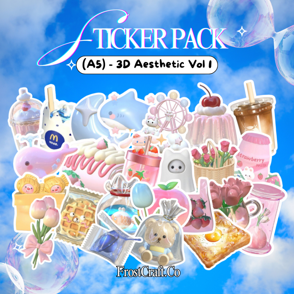 COD✨ 25 Pcs Stiker Pack Aesthetic Vol 1 Lucu Aesthetic Vynil Waterproof untuk Freebies Sticker Buku 