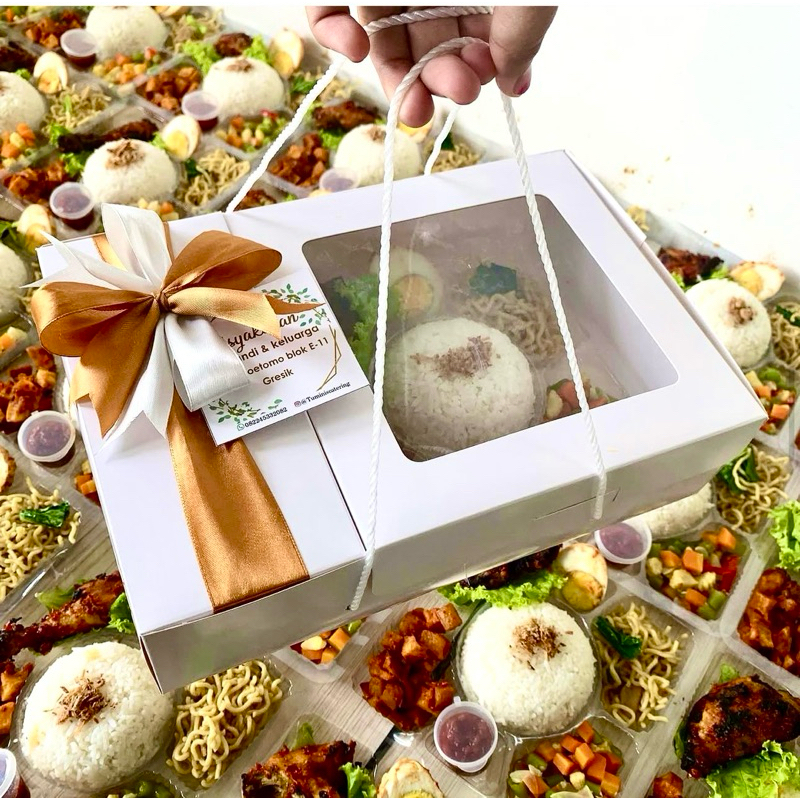 Kotak Nasi Premium Sekat dengan Tali Box Catering Jendela Box Hampers Sekat Premium Box Nasi Premium