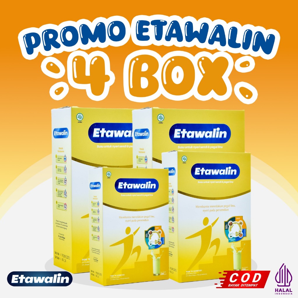 

Paket 4 Box Etawalin - Susu Mengatasi Asam Urat, Rematik dan Nyeri Sendi Alami Tanpa Efek Samping 200g