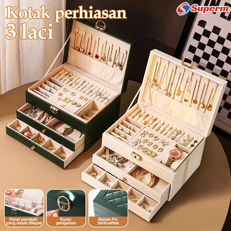 Kotak Perhiasan Jewelry Box Display Penyimpanan Anting rak Kotak Tempat Perhiasan Kotak Cincin Kalun